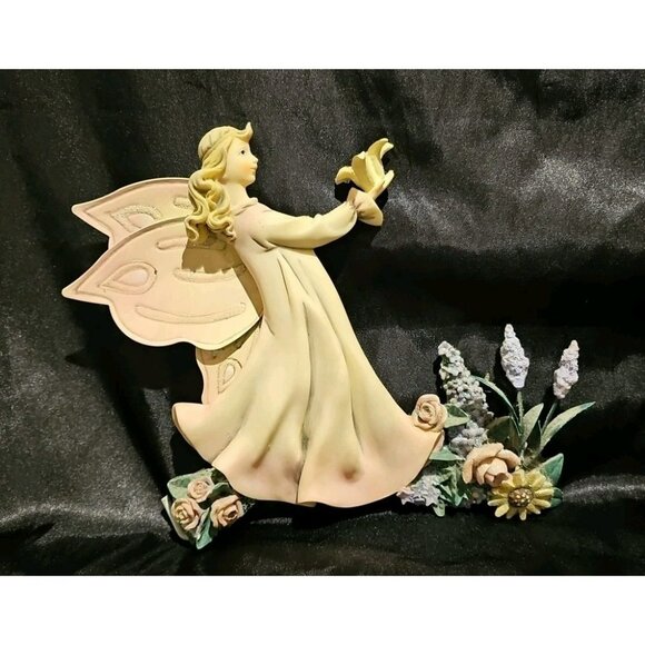 Set Of 2 Flower Fairy Pixie Wall Hangings Garden Angels 10x12” 2005 Art Deco - Picture 3 of 10